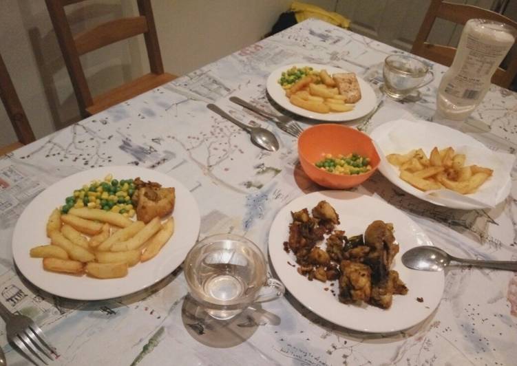 Recipe of Favorite Salmon, Chips and Pea
