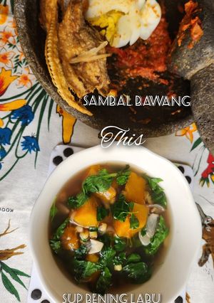 Foto resep Sup Bening Labu Parang + Sambal Bawang