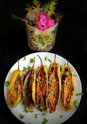 A picture of Rajasthani Bharwa Besan Mirchi.