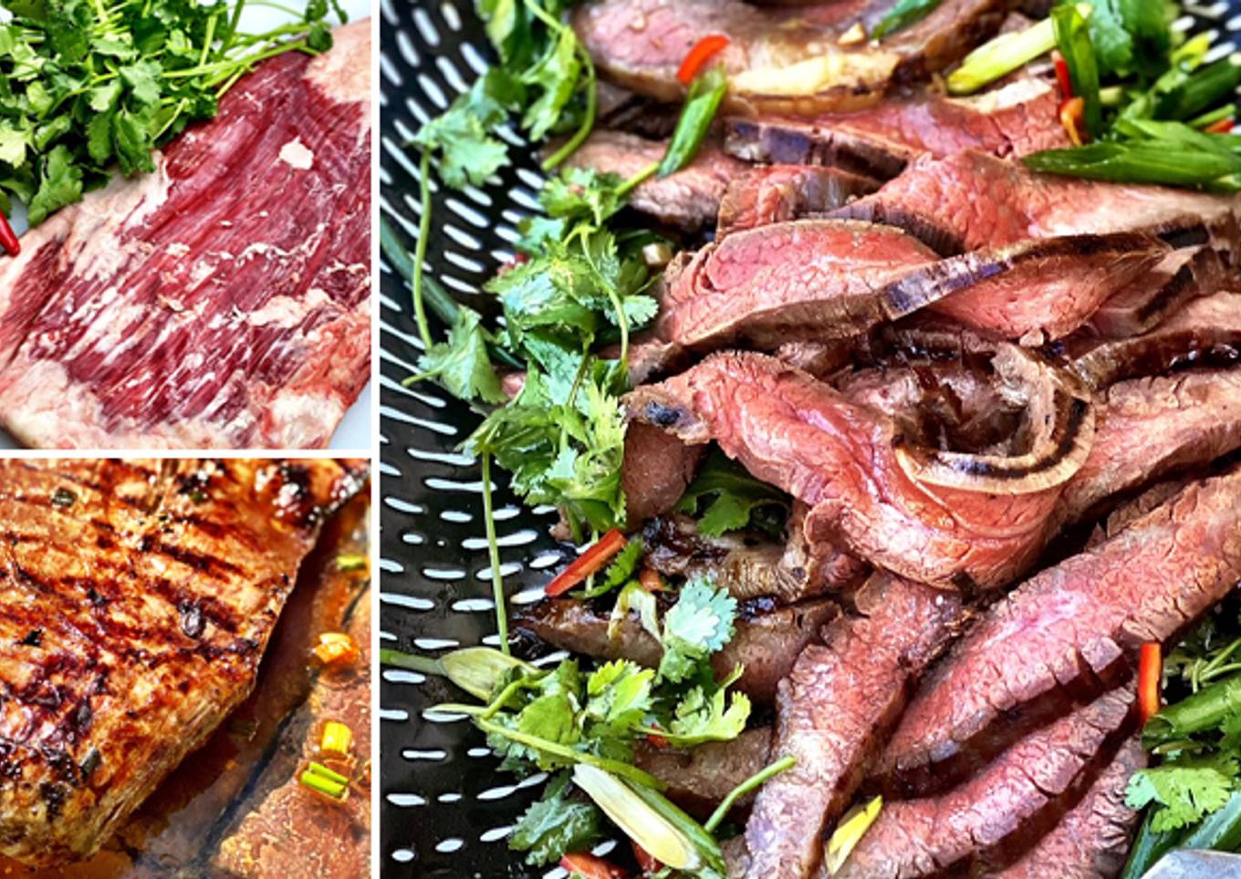 Grilled Wagyu Flank Steak with Cilantro-Scallion Salad