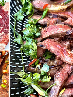 A picture of Grilled Wagyu Flank Steak with Cilantro-Scallion Salad.
