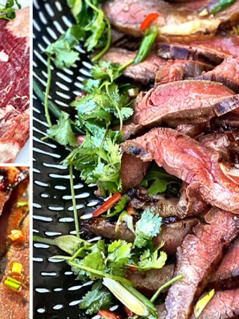 Easy Way Make Recipe Grilled Wagyu Flank Steak with Cilantro-Scallion Salad that is So Delicious, Perfect}