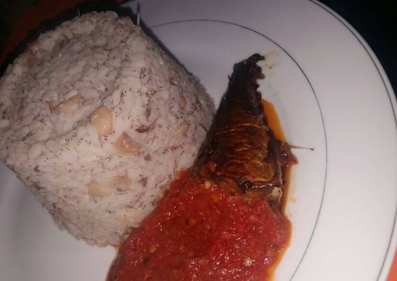 Recipe of Quick Rice and Beans with fish stew
