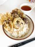 Kinoko Tempura Don 木の子天ぷら丼 (Nasi Jamur Tempura Crispy ala Jepang)