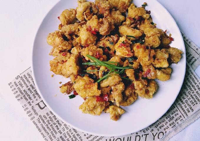 Ayam popcorn goreng bawang