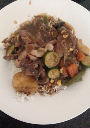 A picture of Lamb Neck Potjiekos.