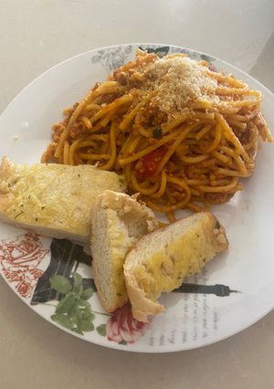 Una foto de Spaghetti con carne molida