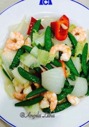 Foto resep Tumis sawi putih,kapri & udang