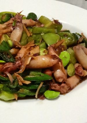 Foto resep Tumis cumi asin cabe ijo dan petai
