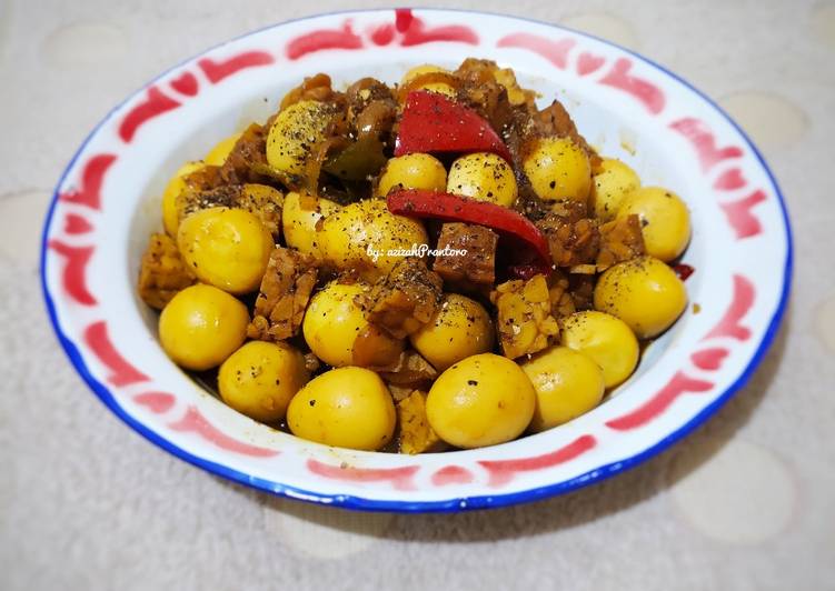 Resep Telur puyuh tempe saus black pepper Lezat