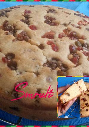 A picture of Eggless Tutti Frutti Choco Chips Cake.