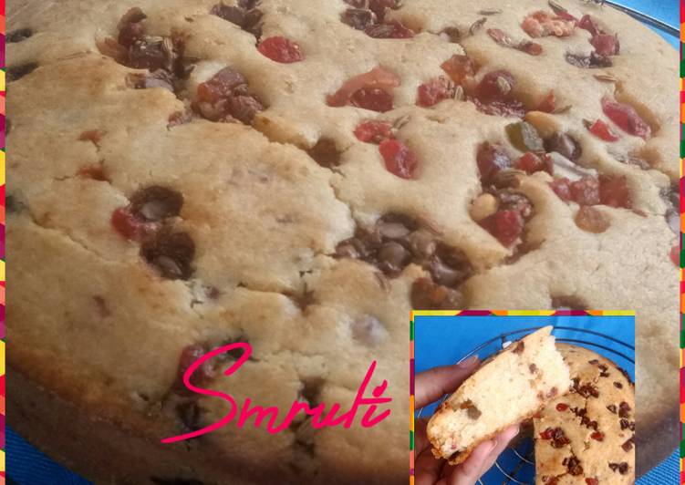 Steps to Prepare Favorite Eggless Tutti Frutti Choco Chips Cake