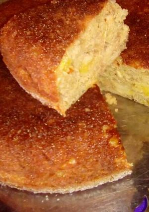 Una foto de Torta de manzanas verdes y naranjas
