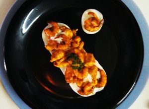Una foto de Escalopes d´Poulet aux sauce d´crevettes au Cognac