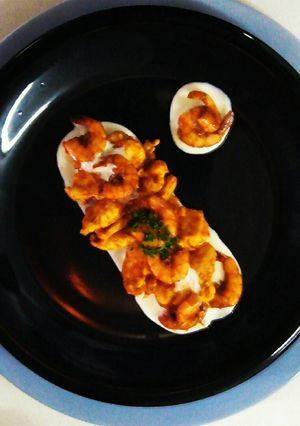 Una foto de Escalopes d´Poulet aux sauce d´crevettes au Cognac