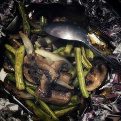 A picture of Roasted Mushroom and Green Bean.