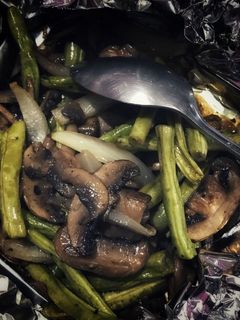 A picture of Roasted Mushroom and Green Bean.