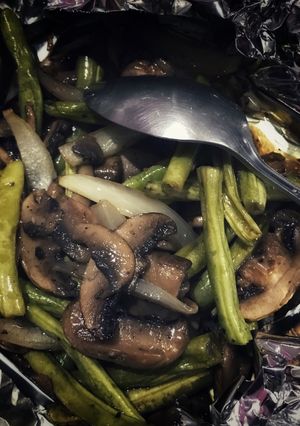A picture of Roasted Mushroom and Green Bean.