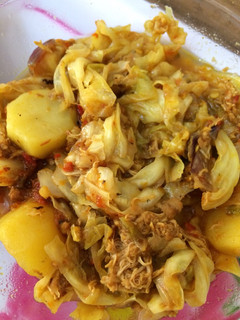 A picture of Potato with cabbage sauce.