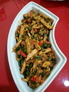 Foto resep Kembang bawang cah jamur tiram tempe pedessss
