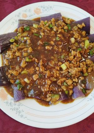 蒸茄子拌肉丁 的食譜成品照片