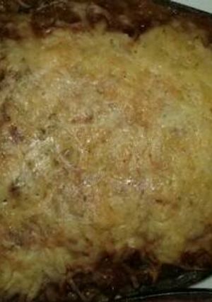 Una foto de Berenjenas al horno con carne picada y verduras