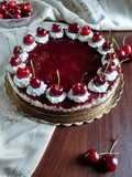 Cheesecake cu ricotta, ciocolată și dulceața de vișine