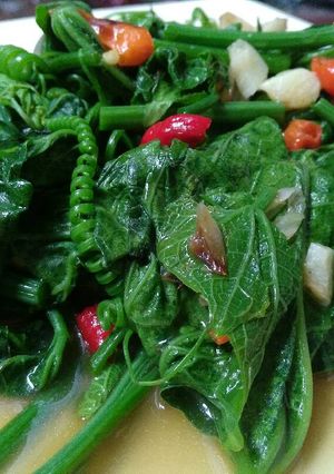 Foto resep Tumis pedas daun pucuk labu