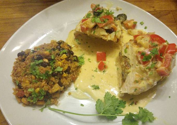 Simple Way to Make Ultimate Quinoa Stuffed Chicken Breast with Cream Sauce