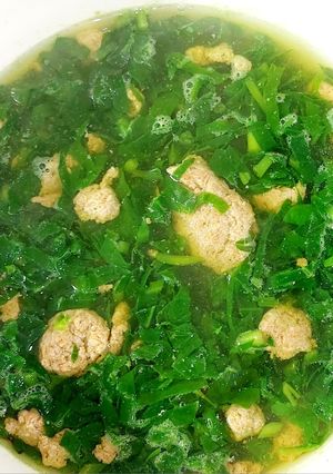 Hình của món Canh rau mồng tơi nấu đầu tôm.