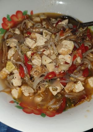 Foto resep Tumis tauge teri tahu pedas
