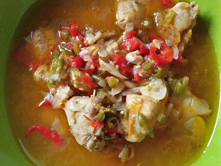 Cara Simple Membuat Resep  Ayam masak tim pedas simple yang Menggugah Selera, Enak Banget