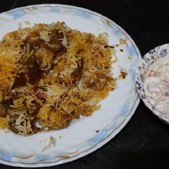 Hydrabadi mutton dum biryani A picture of Hydrabadi mutton dum biryani.