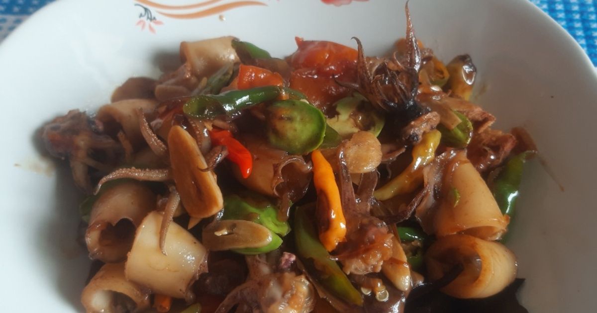 Tumis cumi Pete cabai hijau