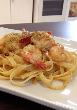 Foto resep Fettucini/Spaghetti anglio olio seafood