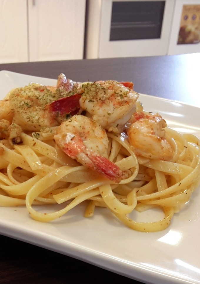 Foto resep Fettucini/Spaghetti anglio olio seafood