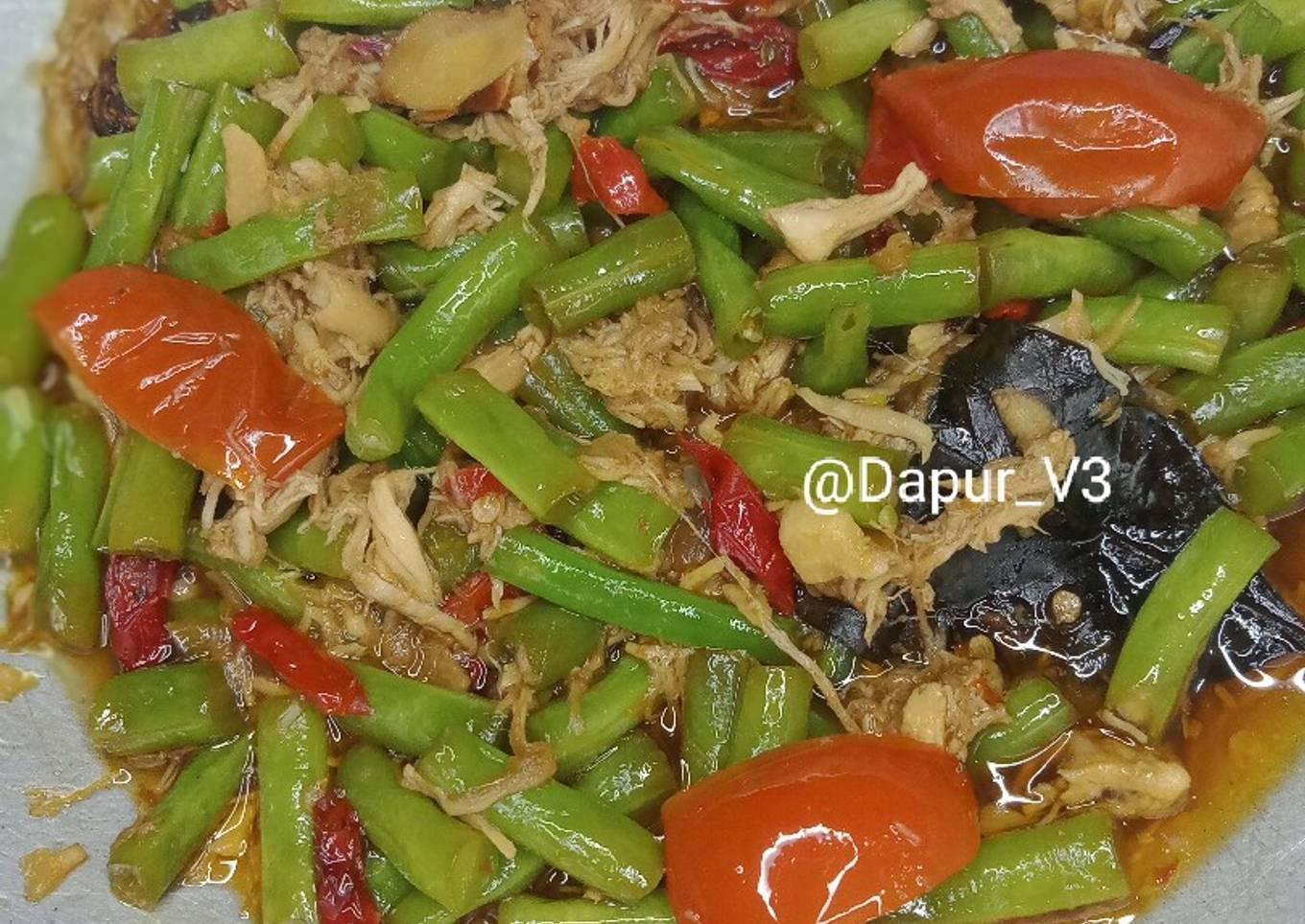 Tumis buncis ayam suwir