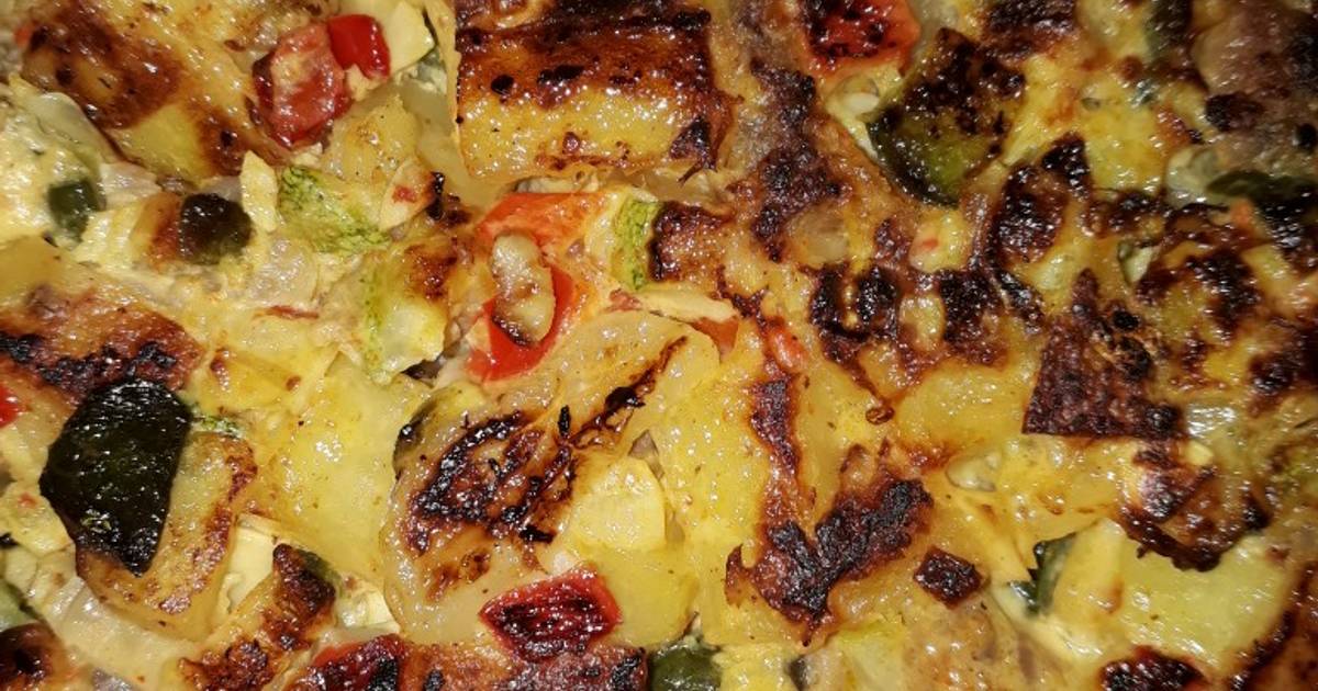 Tortilla de papa con verduras Receta de Matias Leonel Cookpad