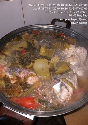 Hình của món Cá chép om dưa.