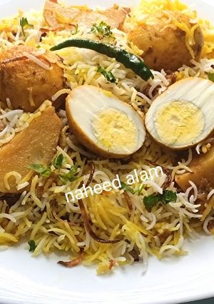A picture of Achari Egg Biryani.