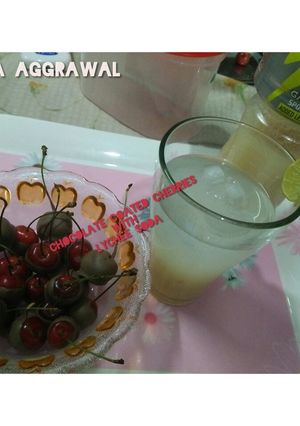 A picture of Chocolate cherries and lichi drink.