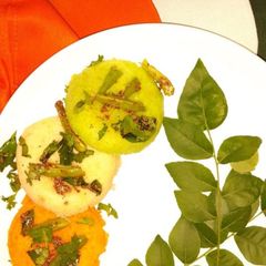 A picture of Colorful dhokla.