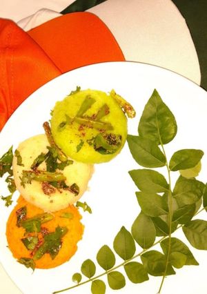 A picture of Colorful dhokla.