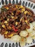 Cochayuyo con verduras y papas cocidas