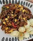 Cochayuyo con verduras y papas cocidas