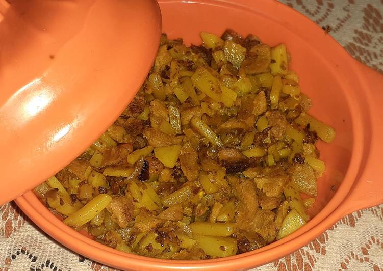 How to Make Ultimate Soya chunks aloo fry bhaji