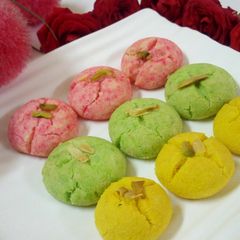 A picture of Flavourful colourful nankhatai.