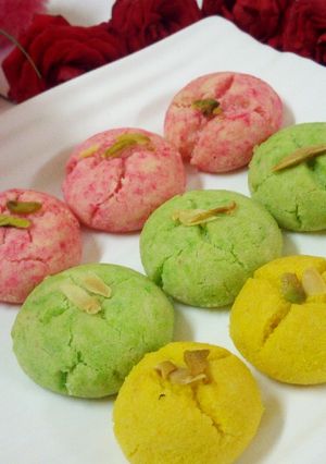 A picture of Flavourful colourful nankhatai.