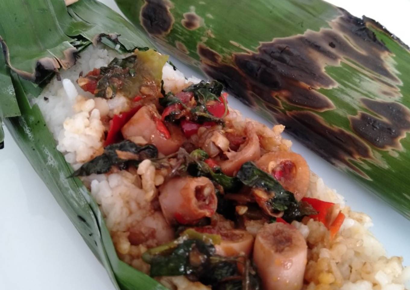Nasi bakar cumi asin