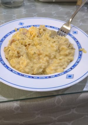 Una foto de Risotto a la Carbonara